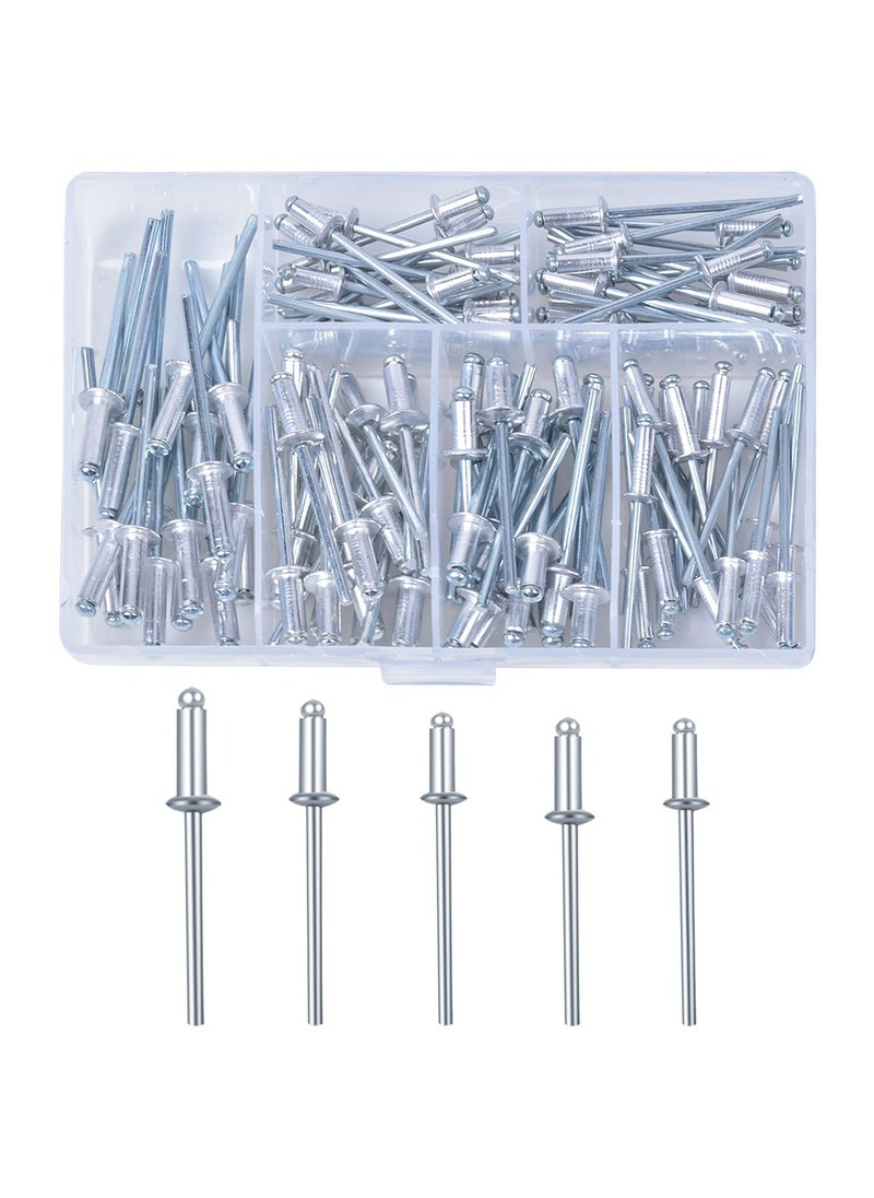 CMGTYYD - 120 Pcs Aluminum Blind Rivets Assortment Kit, 6 Sizes M3.2 x 7, M3.2 x 9, M3.2 x 11, M4 x 8, M4 x 10, M4 x 13, Flange Rivets, Pop Rivets for Kayak, Boat, Marine - Image 1