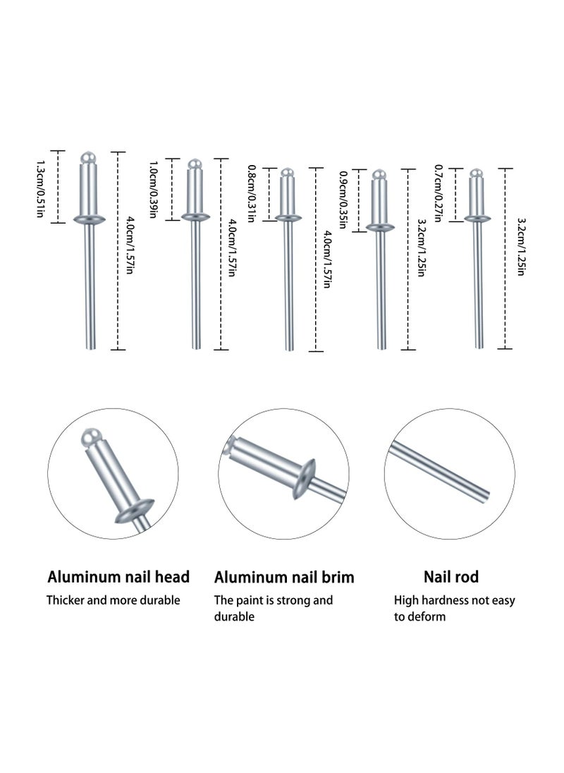 CMGTYYD - 120 Pcs Aluminum Blind Rivets Assortment Kit, 6 Sizes M3.2 x 7, M3.2 x 9, M3.2 x 11, M4 x 8, M4 x 10, M4 x 13, Flange Rivets, Pop Rivets for Kayak, Boat, Marine - Image 1