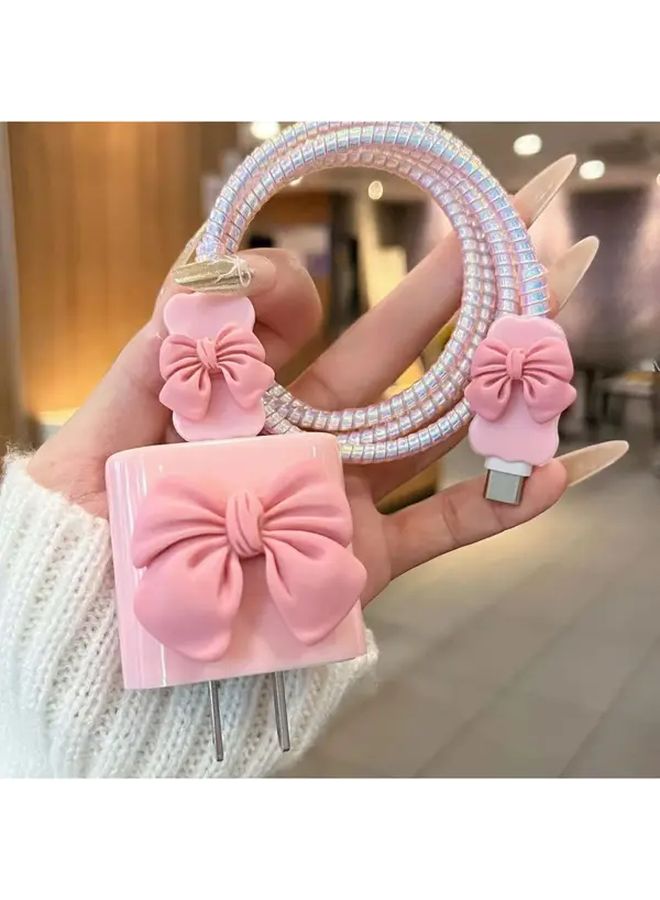 Blue Resin Bow Cable Protector Ornament Compatible with Any Charging Head for Home Office Travel Use - Image 3