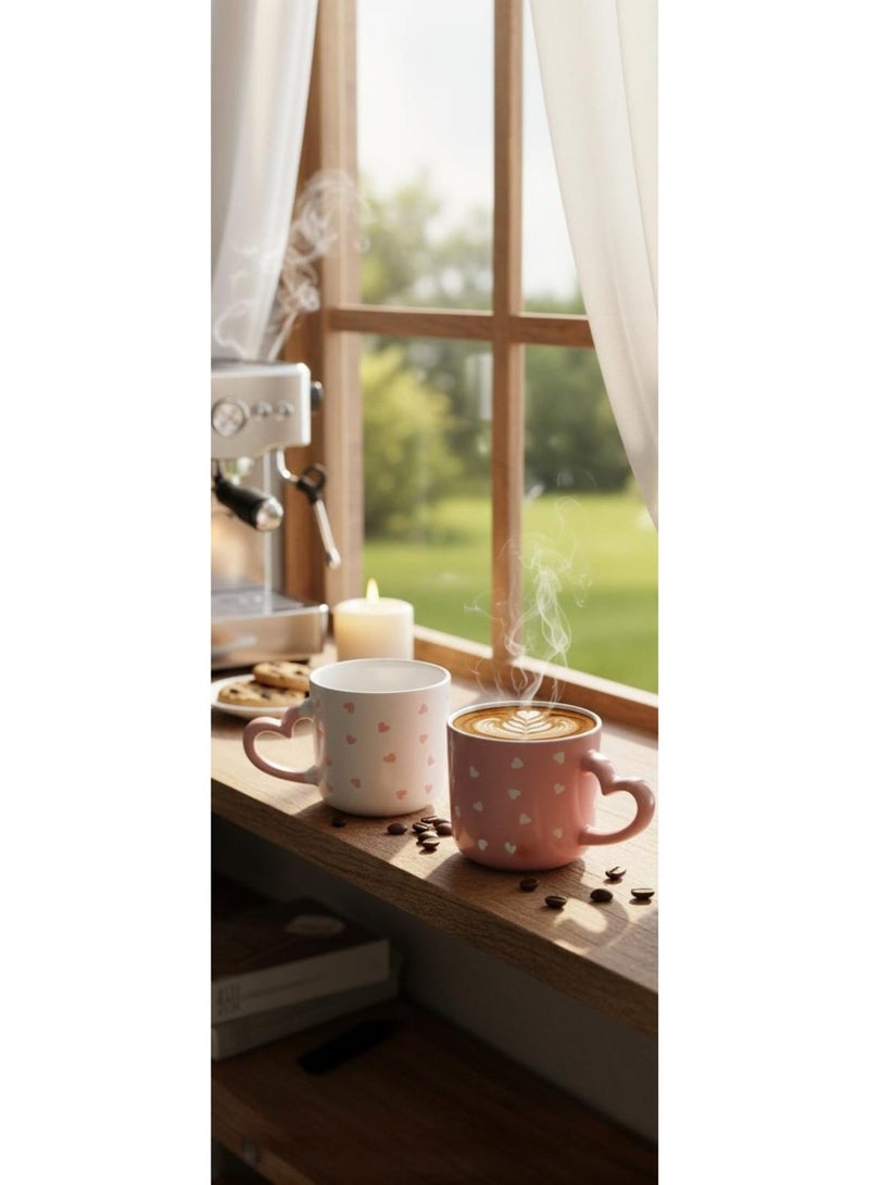 Romantic Heart Porcelain Mug Set - 3 Pieces for Cappuccino, Coffee, and Valentine's Day - Image 3