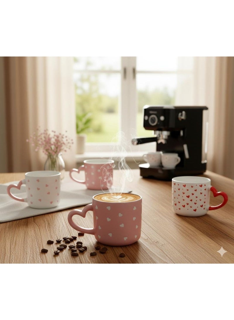 Romantic Heart Porcelain Mug Set - 3 Pieces for Cappuccino, Coffee, and Valentine's Day - Image 2