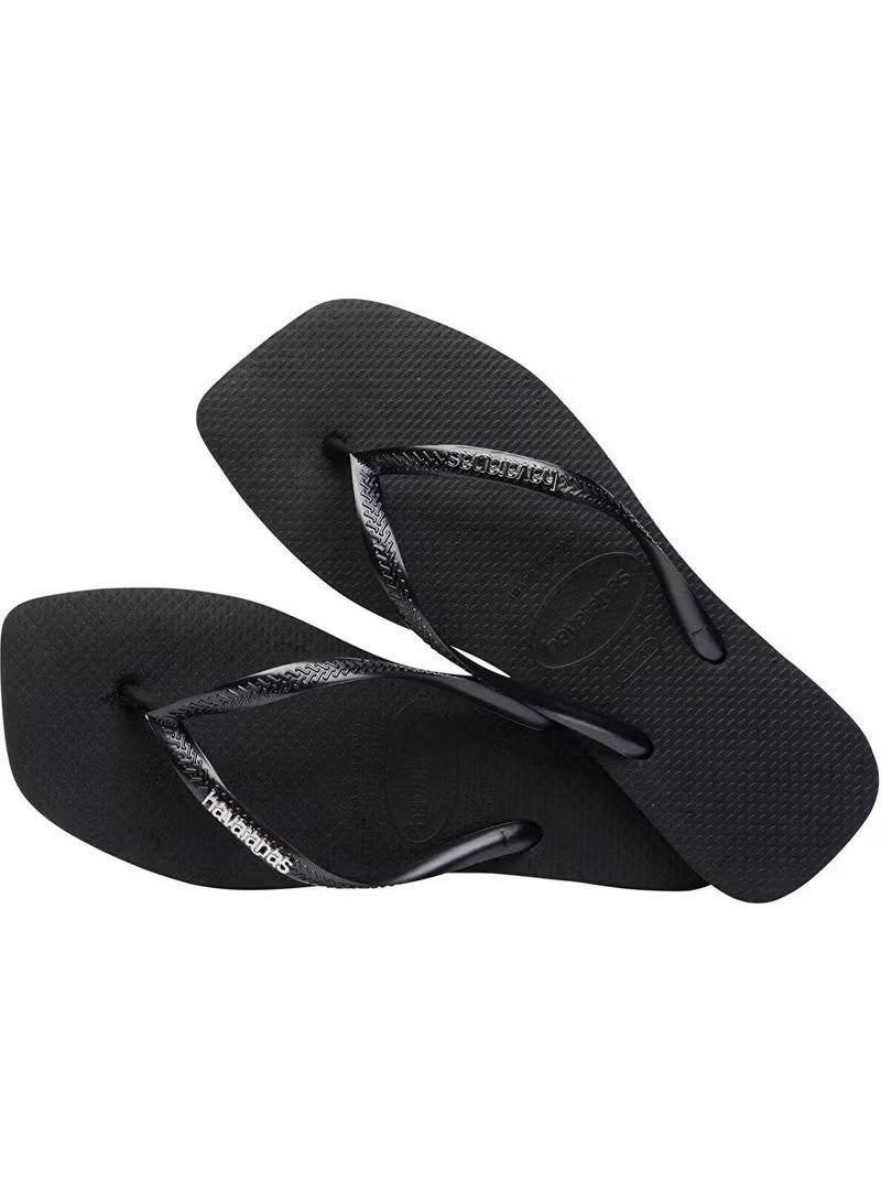 Havaianas Hav. Square Logo Metallic Black/silver 41/42 Women's Black Slippers 4148257-2976 - Image 1