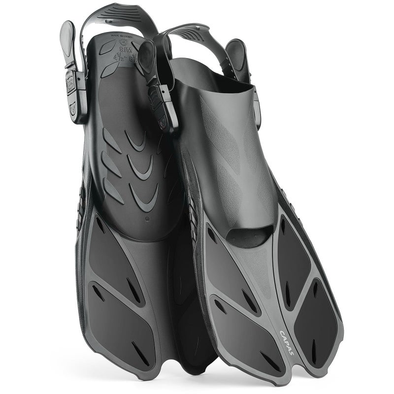 CAPAS Snorkel Fins, Swim Fins Travel Size Short Adjustable for Snorkeling Diving Adult Men Women Kids Open Heel Swimming Flippers - Image 4