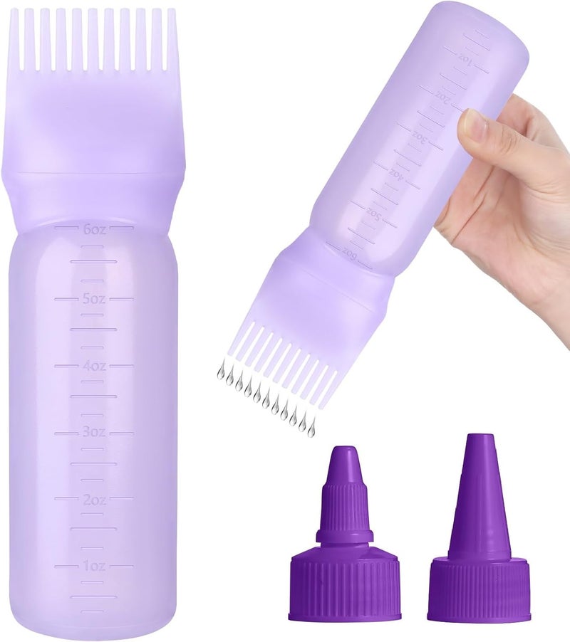 FXSPLCZ Root Comb Bottle Oil Applicator for Hair Dye Hair Oiling Applicator with Graduated Scale,6 Ounce(purple) - Image 1