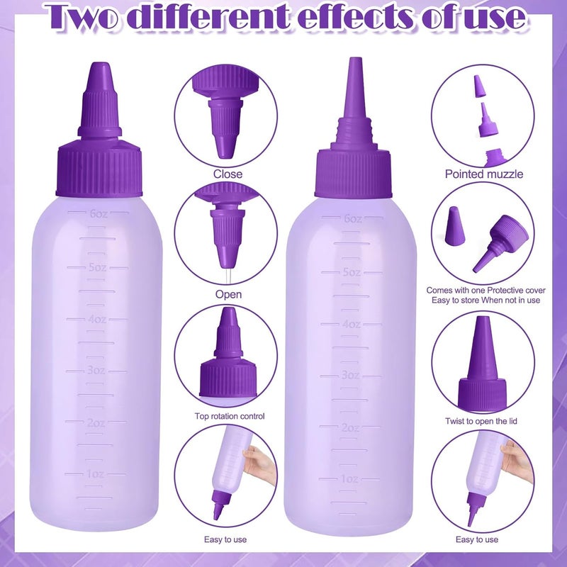 FXSPLCZ Root Comb Bottle Oil Applicator for Hair Dye Hair Oiling Applicator with Graduated Scale,6 Ounce(purple) - Image 4