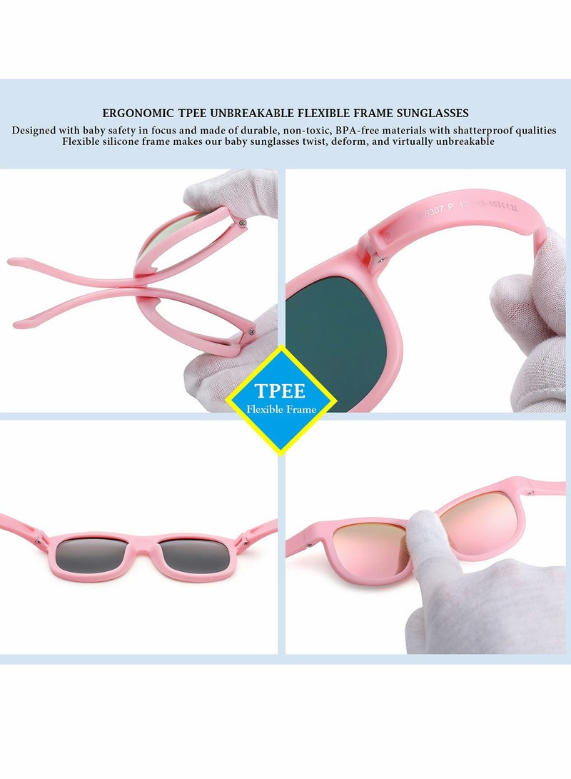 SYOSI Flexible Polarized Baby Sunglasses with Adjustable Strap for Toddler Newborn Infant Age 0-24 Months, 100% UV Protection - Image 2