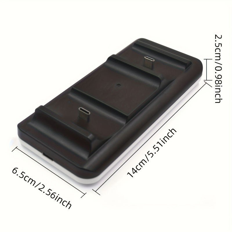 White Dual Charger Dock for PS5 Controller with Indicator Light USB Cable - Image 2