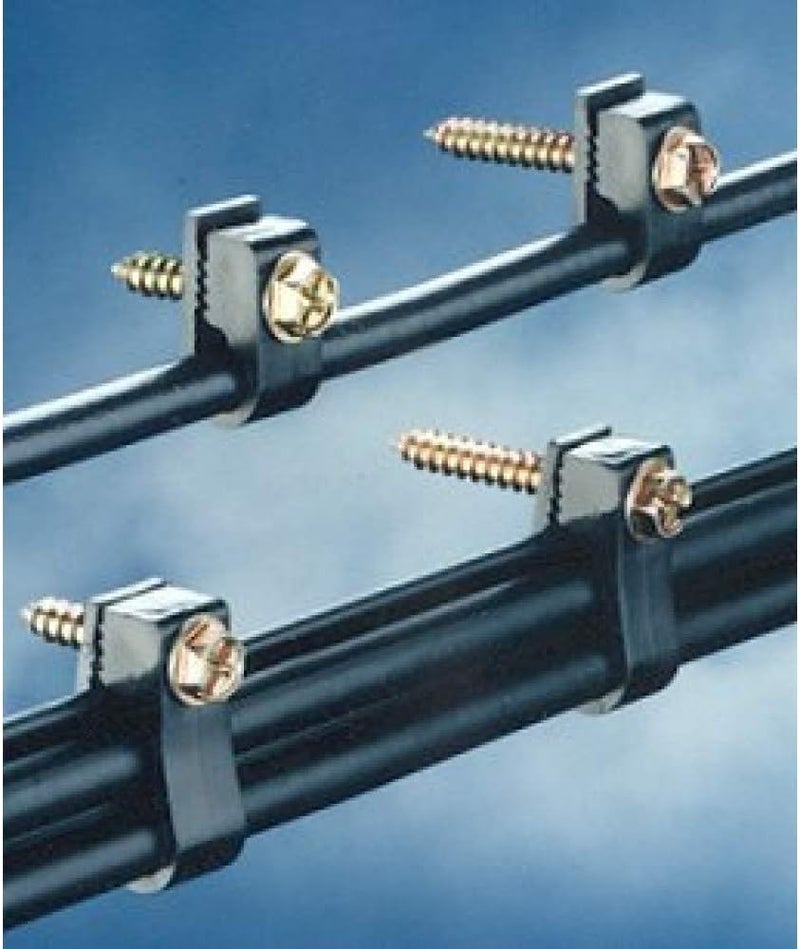 Stanz (TM) Flex Single Coaxial Cable Clips, Cat6, Electrical Wire Cable Clip, 1/4 in (6 mm) Screw Clip and Fastener, Black (100 Pieces per Bag) - Image 2