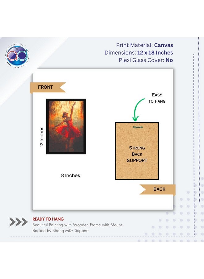 Mad Masters Pretty Dancing Girl in Short Red Dress Beautiful Woman Painting Photo Frame for Living Room, Bedroom, Home Decor and Wall Decoration (MM 1833, 12x18 Inch, Canvas, Without Plexi Glass) - Image 2