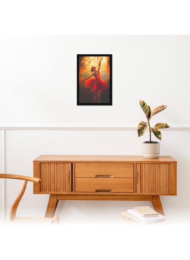 Mad Masters Pretty Dancing Girl in Short Red Dress Beautiful Woman Painting Photo Frame for Living Room, Bedroom, Home Decor and Wall Decoration (MM 1833, 12x18 Inch, Canvas, Without Plexi Glass) - Image 4