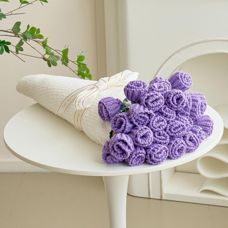 Longhui bedding بطانية زهرة التوليب البنفسجية، بطانية دائرية عملاقة ناعمة مصنوعة من مادة الشينيل (بيج، 40 بوصة) - Image 1