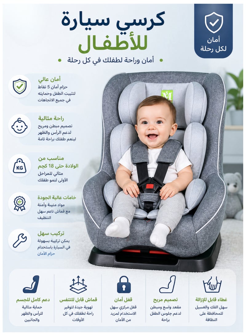 MAAS Car Seat for Children from Birth to 4 Years, Forward-facing and Rear-Facing, with Seat Belt. The Seat is Easy to Remove and Install. It is Soft and Comfortable for Baby to Sit on. - Image 1