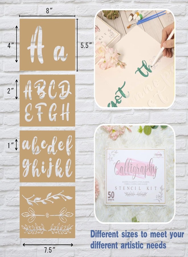 Patemby Calligraphy Stencil Template Kit - 4 Inch and 2 Inch Letter Stencils and Numbers, 50 PCS Plastic Alphabet Stencils for Crafts Reusable for Arts Crafts Painting Wood - Image 5
