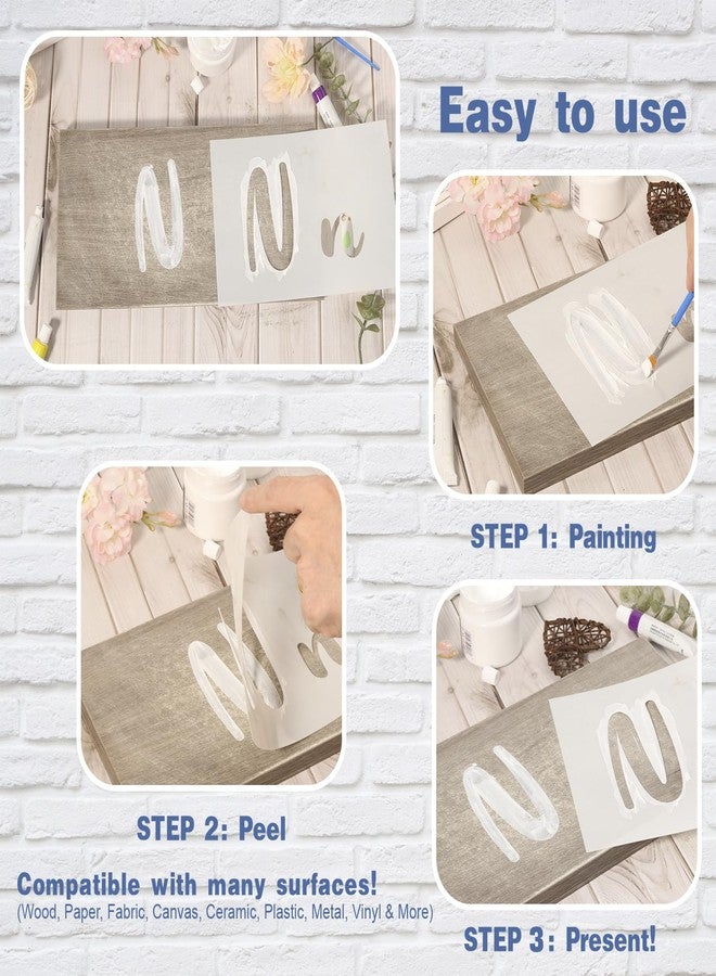 Patemby Calligraphy Stencil Template Kit - 4 Inch and 2 Inch Letter Stencils and Numbers, 50 PCS Plastic Alphabet Stencils for Crafts Reusable for Arts Crafts Painting Wood - Image 3