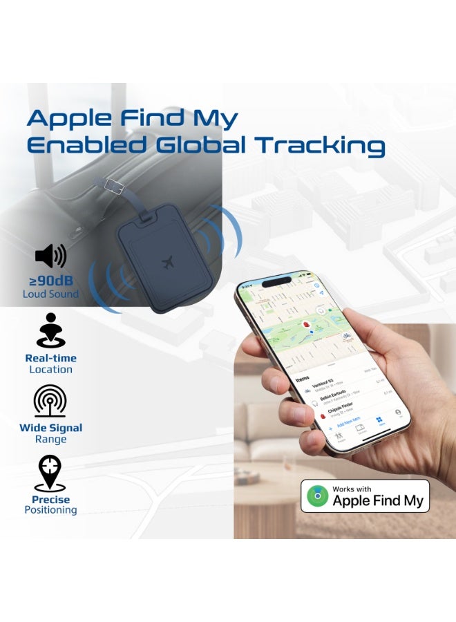 بروميت علامة أمتعة ذكية من الجلد من بروميت مضادة للفقدان مع خاصية تتبع Apple Find My Tracker، وحماية RFID، وشحن لاسلكي، وتنبيه 90 ديسيبل، وبطارية تدوم 6 أشهر، وتصميم نحيف ومتين، وبلوتوث 5.2 لأجهزة Apple فقط - Image 2