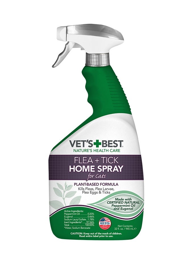 Vet's Best Natural Flea and Tick Home Spray for CATS, 32 oz  - Image 1