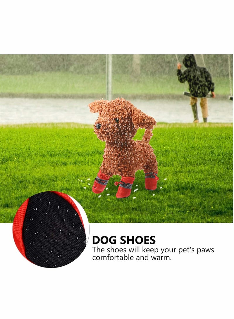 Reflective Dog Boots with Adjustable Straps Non Slip & Breathable Rubber Bottom Paw Protection for Small Dogs and Puppies Red 4 Pcs - Image 3