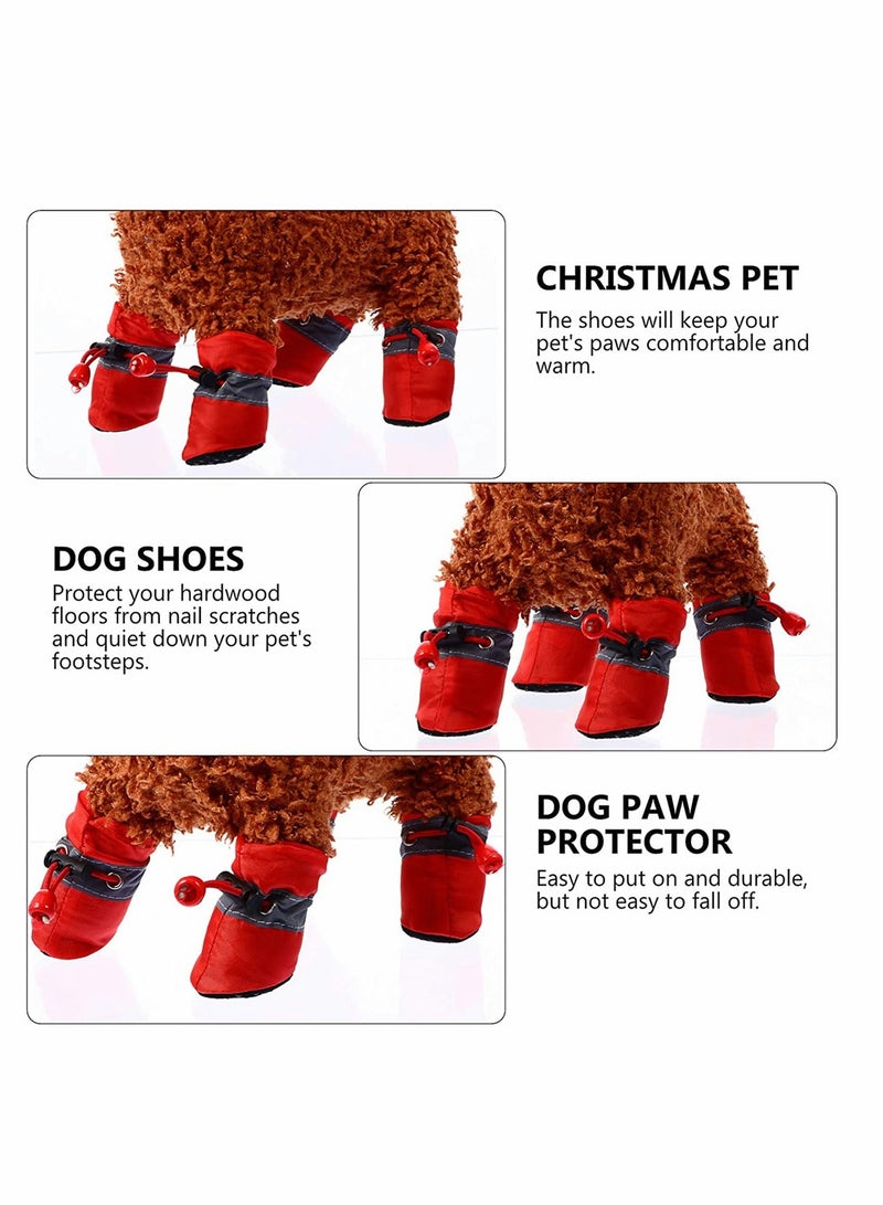 Reflective Dog Boots with Adjustable Straps Non Slip & Breathable Rubber Bottom Paw Protection for Small Dogs and Puppies Red 4 Pcs - Image 2