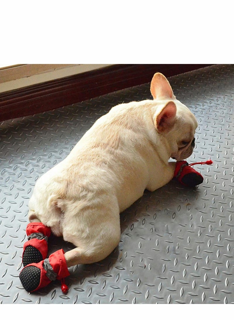 Reflective Dog Boots with Adjustable Straps Non Slip & Breathable Rubber Bottom Paw Protection for Small Dogs and Puppies Red 4 Pcs - Image 5