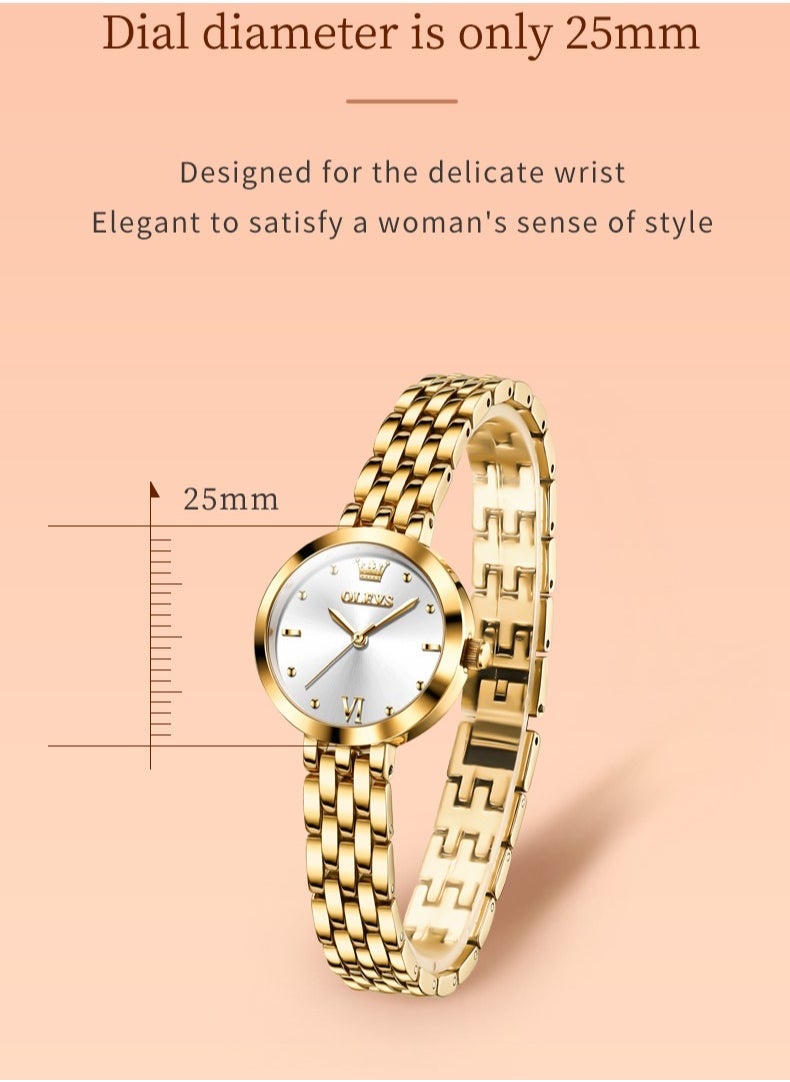 أوليفز Watches for Women Fashion Quartz Stainless Steel Water Resistant Watch Gold 9992 - Image 5
