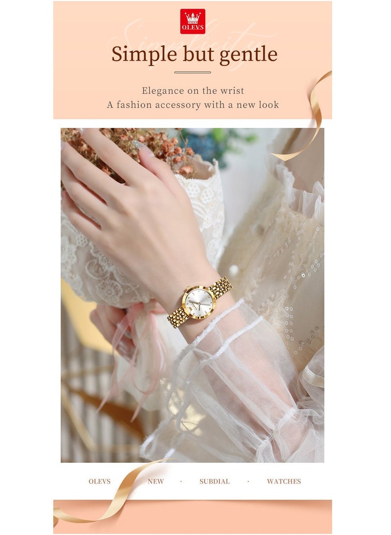 أوليفز Watches for Women Fashion Quartz Stainless Steel Water Resistant Watch Gold 9992 - Image 3