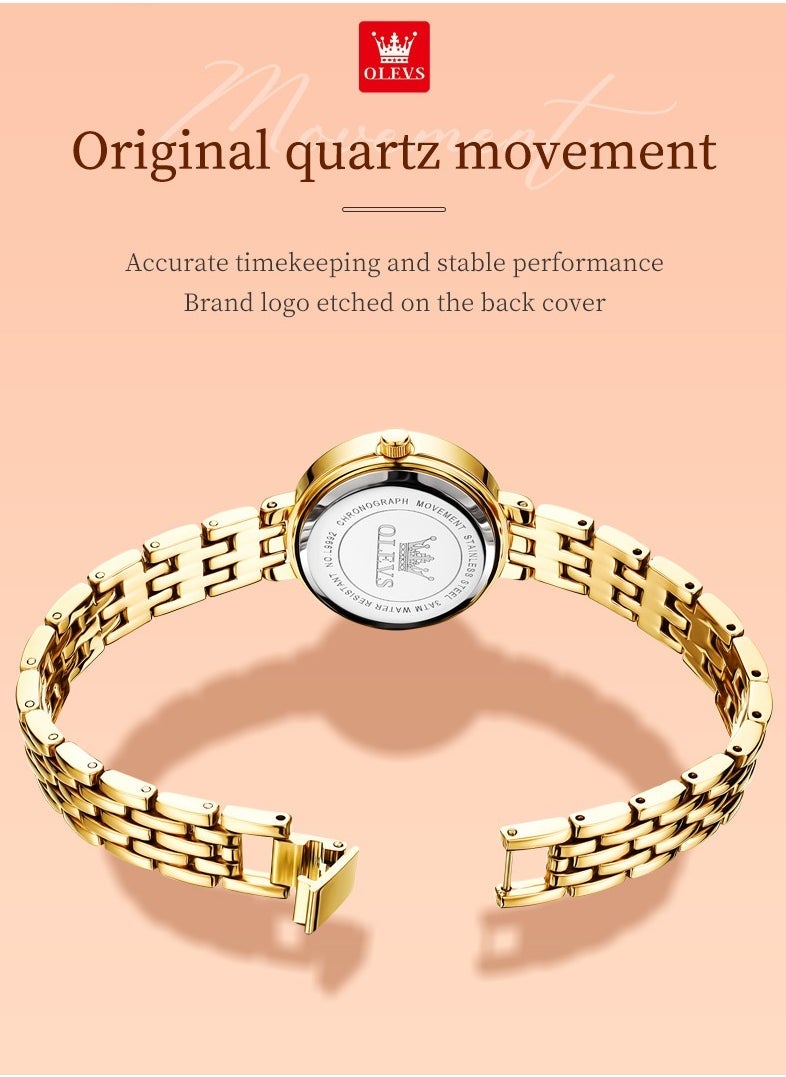 أوليفز Watches for Women Fashion Quartz Stainless Steel Water Resistant Watch Gold 9992 - Image 4