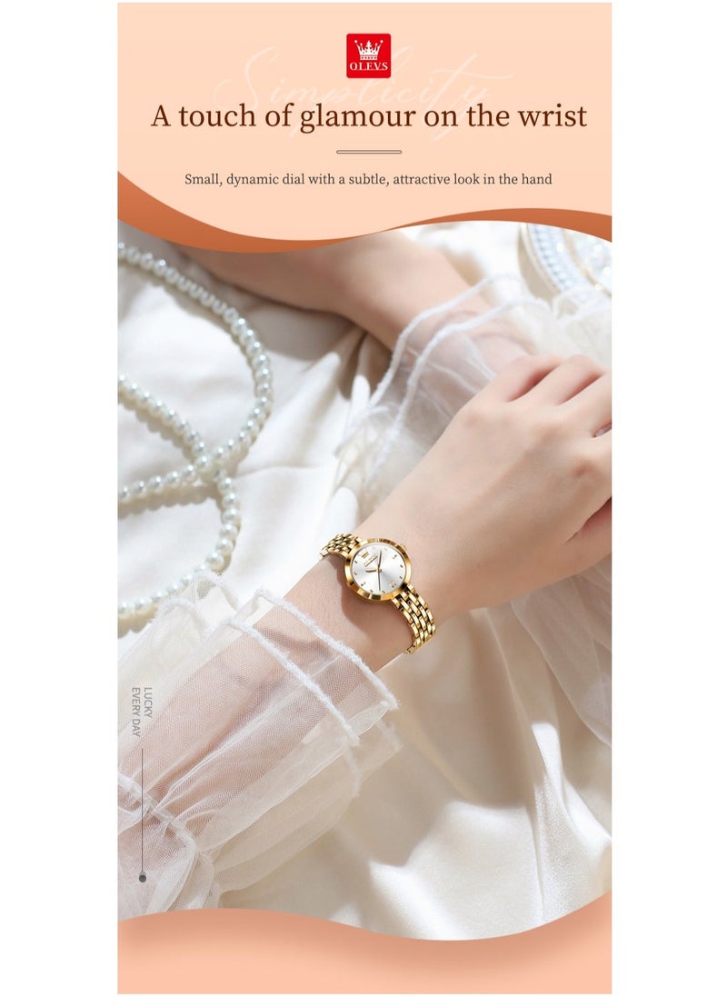 أوليفز Watches for Women Fashion Quartz Stainless Steel Water Resistant Watch Gold 9992 - Image 2