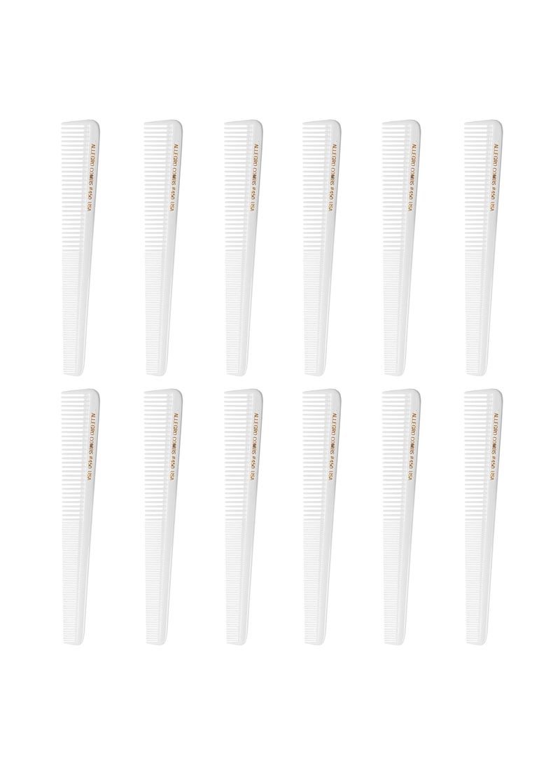 Allegro Combs Allegro Combs 450 Tapered Hair Cutting Combs 12Count Set 7Inch ProfessionalGrade Ideal for Barbers Stylists White 