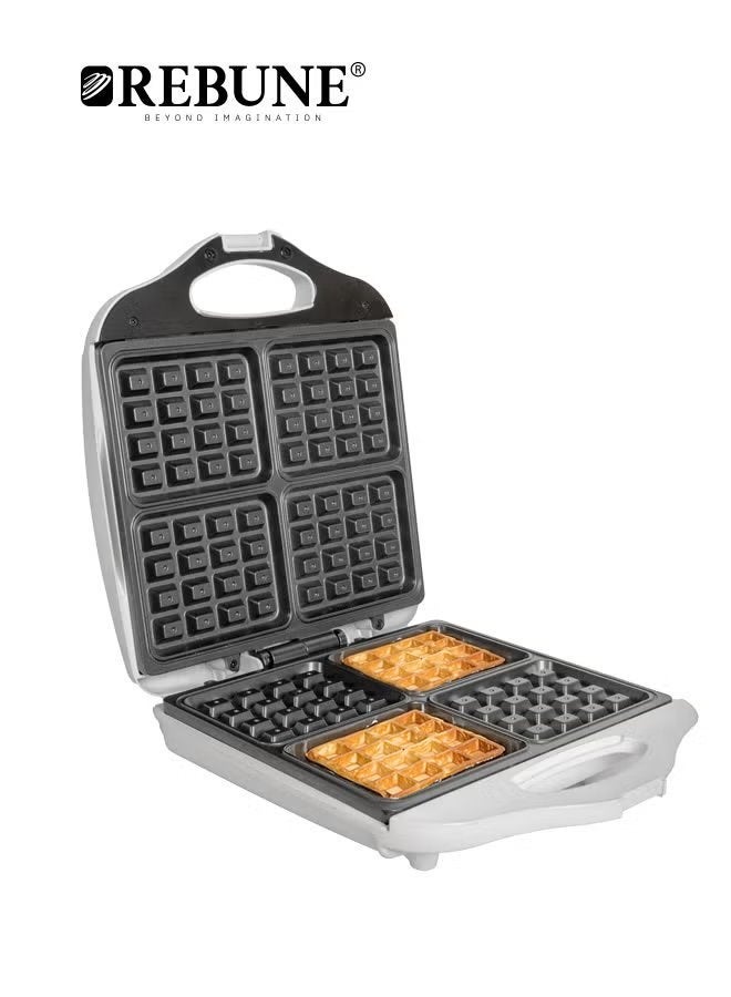 REBUNE Electric Waffle Maker 1400 W RE-5-066 White - Image 3