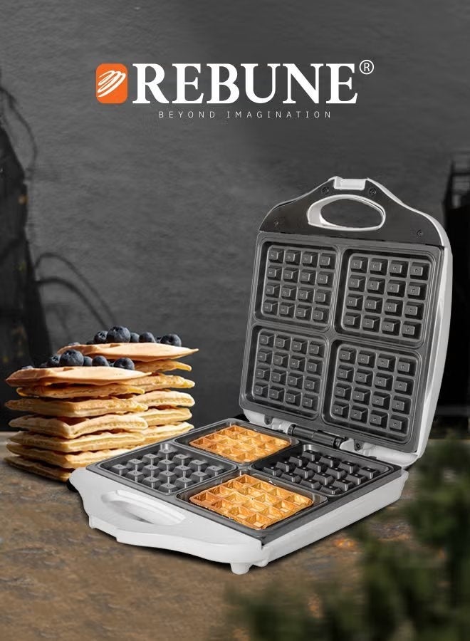 REBUNE Electric Waffle Maker 1400 W RE-5-066 White - Image 1