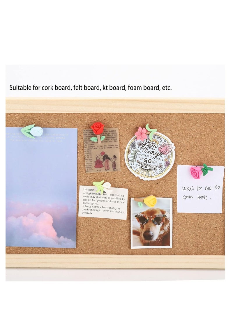 Generic 50Pcs Flower Push Pins Decorative Push Pins Decorative Cute Thumb Tacks Floret Thumbtacks for Corkboard Bulletin Board Office Home Corkboard Hanging Posters Photo Wall Map  - Image 3