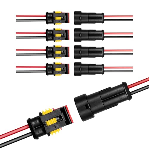MUQIDA 5PCS 2 Pin Way Electrical Wire Connector Waterproof Male Female Electrical Plug Socket Kit 2 Wire 20 AWG Connector Quick Disconnect Plug for Cars Trucks Motorcycles - Image 1