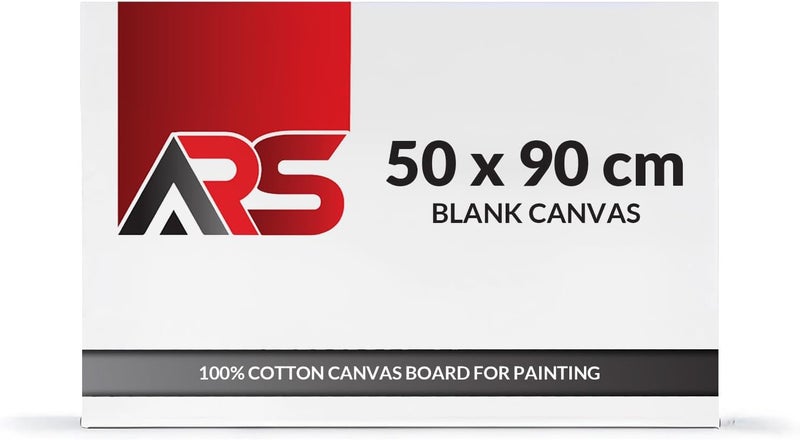 ARS Blank Canvas 50 x 90 cm White - this premium-quality canvas 100% Cotton Artist Canvas Boards For Painting, Acrylic Pouring, Oil Paint Dry & Wet Art Media - Image 1