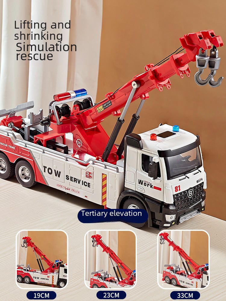 Boxed, Dual-Hook, Alloy Tow Truck Model Toy Red - Image 3