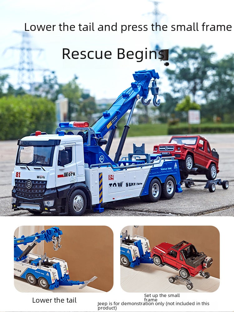 Boxed, Dual-Hook, Alloy Tow Truck Model Toy Red - Image 4