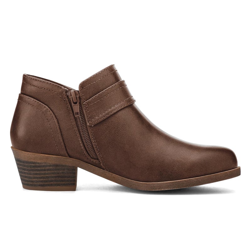 mysoft Women's Ankle Boots Low Chunky Stacked Heel Comfortable Round Toe booties with Side Zipper Shoes - Image 4