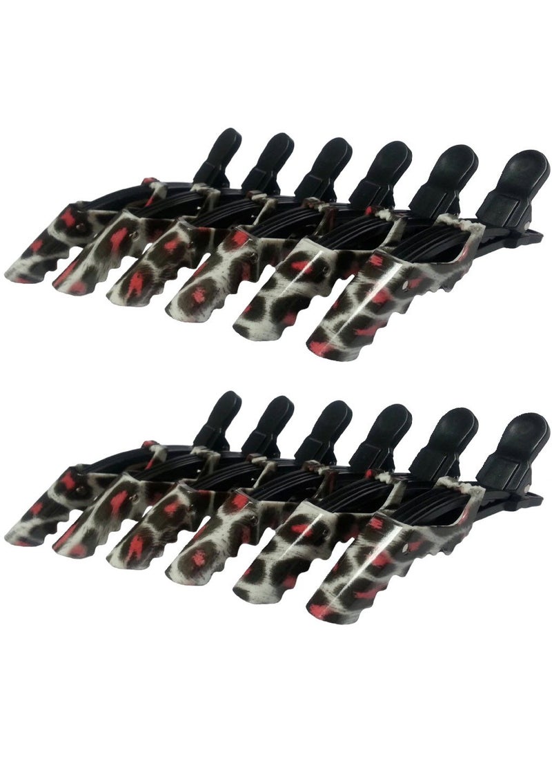 Hair Tamer - Pink Leopard Croc Hair Styling Clips  12 Pack - Image 1