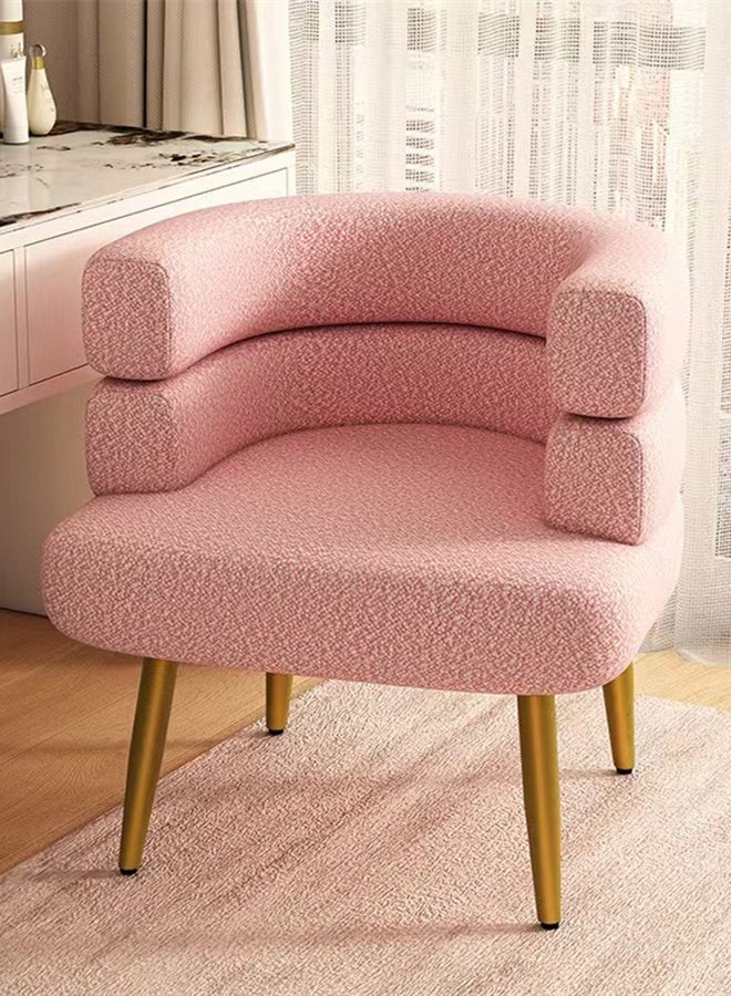Kutis Metal Sofa Chair  Makeup Chair Dining Chair For Bedroom Living room Polyester Pink 47 x 34 x 66 cm. - Image 1
