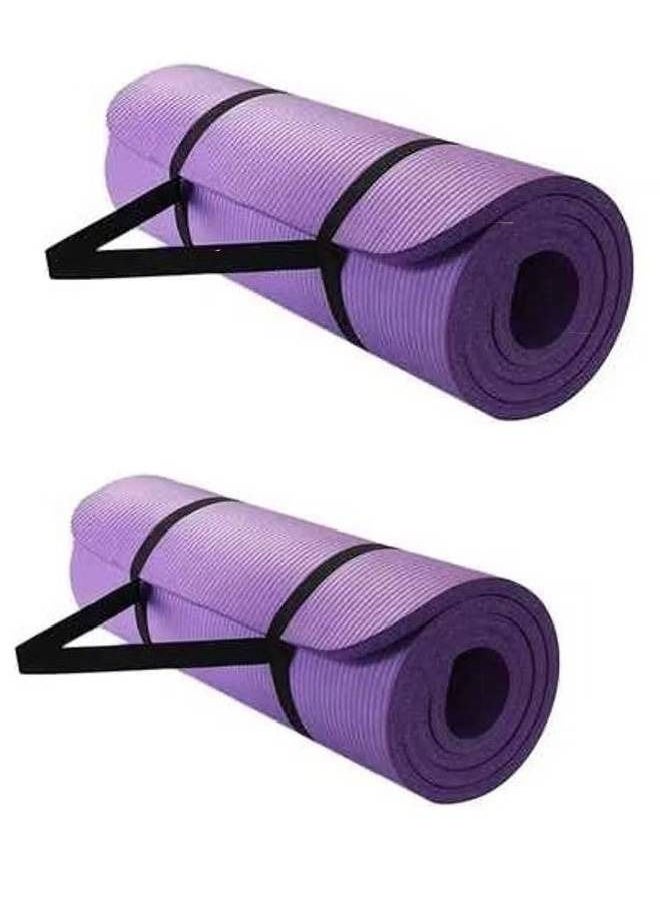 Taimi Pack of 2 Anti-Tear Yoga Mat With Carrying Strap 183X61X1cm Purple  - Image 1