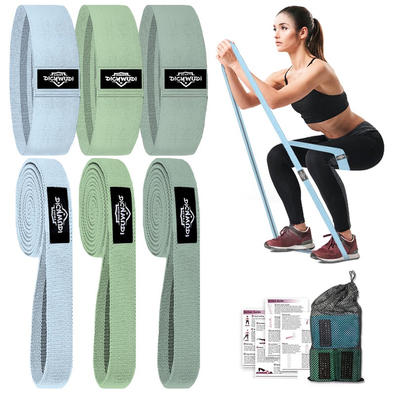 DICYWUDI Fabric Resistance Bands for Working Out, 6Pack Non-Slip Exercise Bands for Women and Men, Fabric Booty Bands for Home, Fitness, Pilates, Stretching - Image 1