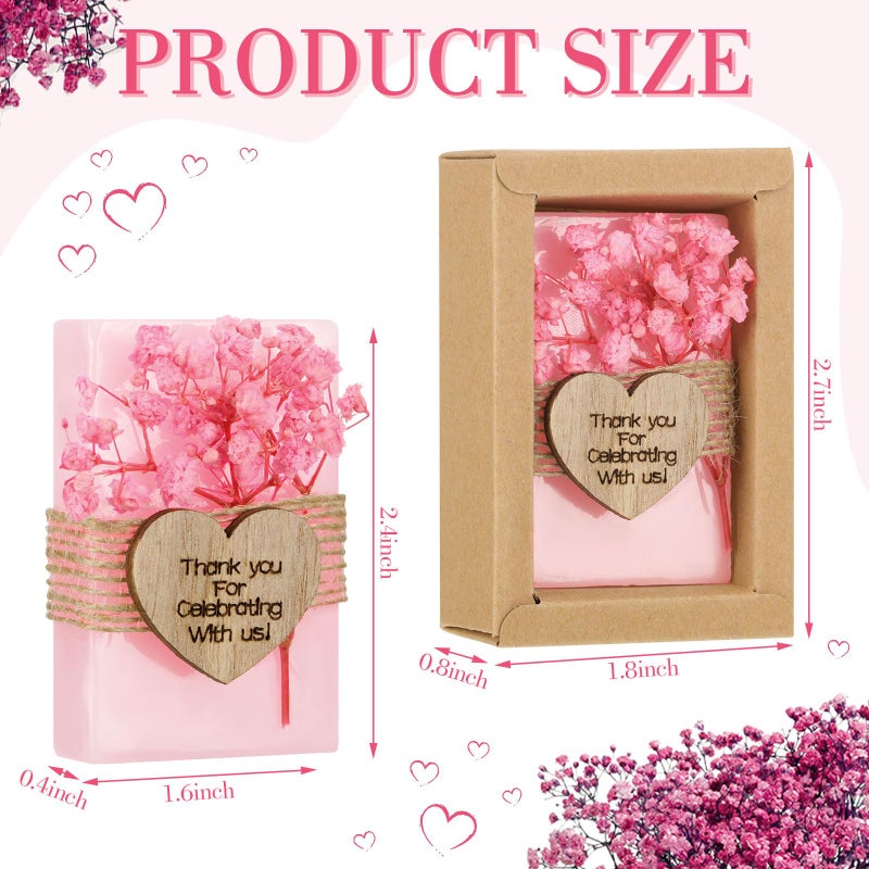 Demissle 30 Pcs Mini Scented Soap Party Favor Gifts Baby Shower Favors Handmade Flower Soap Party Favors Gift for Guests with Thank You Tag for Bridal Wedding Gender Reveal Engagement Souvenirs(Pink) - Image 2