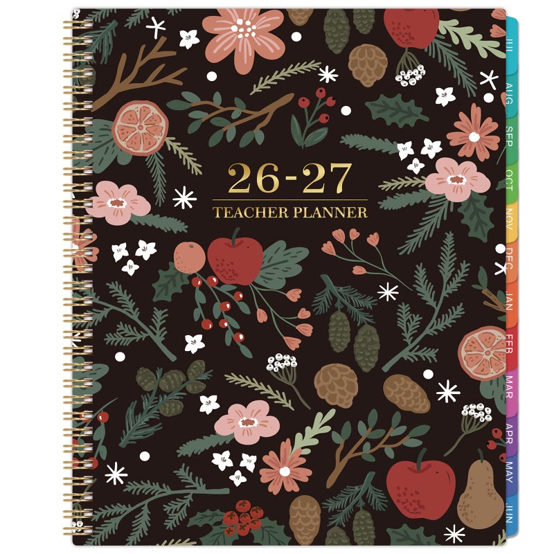 Artfan Teacher Planner 2026-2027 - Teacher Lesson Planner 2026-2027, July 2026 - June 2027, 8.5" x 11", Academic Planner for Teachers, Teacher Planner 26-27 Academic Year for School Year with Colorful Tabs and Inner Pocket - Pinecone - Image 1