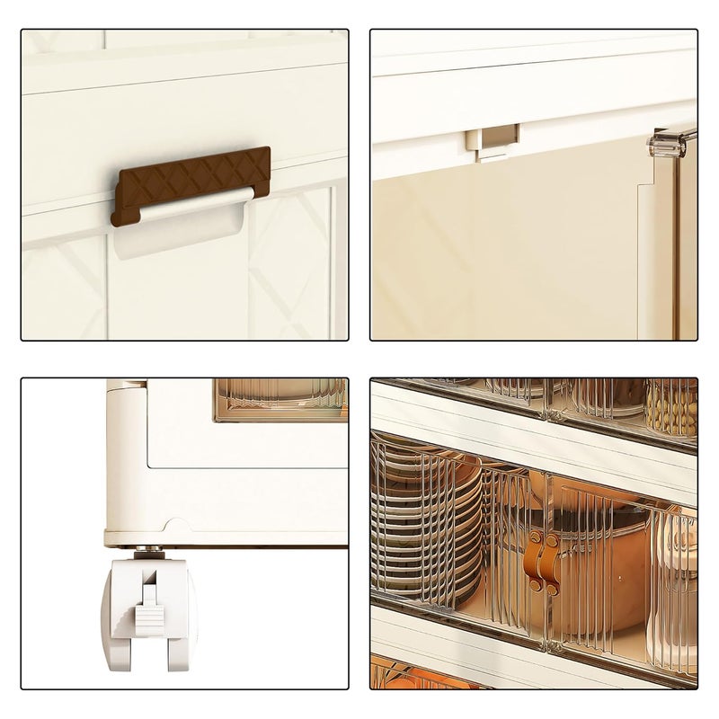 Kuber Industries 4Layer Double Door Almirah for Clothes Collapsible Foldable Dress RacksPlastic Cupboard for Storage White - Image 5