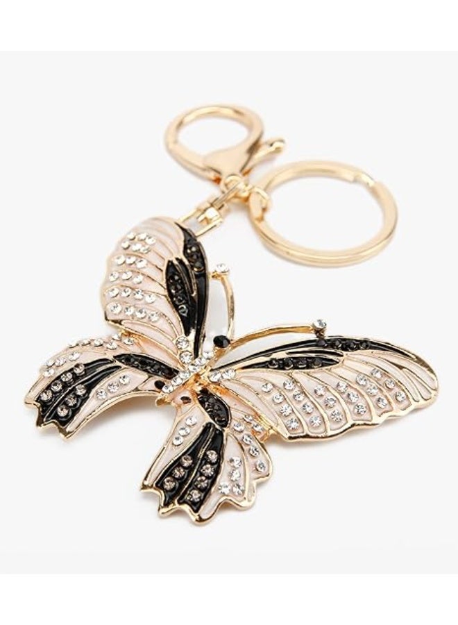 Lucky Butterfly Colorful Opal Rhinestone Plating Women Car/Bag Keychain Purse Charm - Image 3