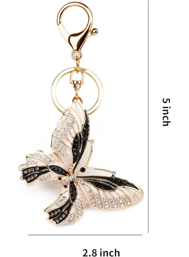 Lucky Butterfly Colorful Opal Rhinestone Plating Women Car/Bag Keychain Purse Charm - Image 2