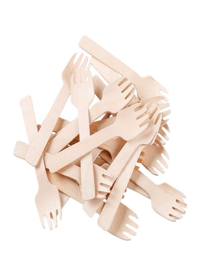 Gmark 4" Mini Wooden Spork 100 ct, Biodegradable Compostable Birchwood Fork Spoon 2-in-1 Utensil (100pcs/bag) GM1058A - Image 1