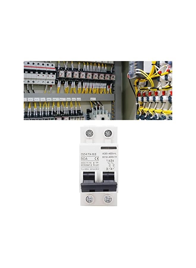 PROMASS promass 50A 400V AC DC Circuit Breakers, 2P 4KA Breaking Capacity Electromagnetic Tripping Circuit Breaker Fit for Solar Panel PV System, 35mm DIN Rail Installation Safety Circuit Breaker  - Image 2