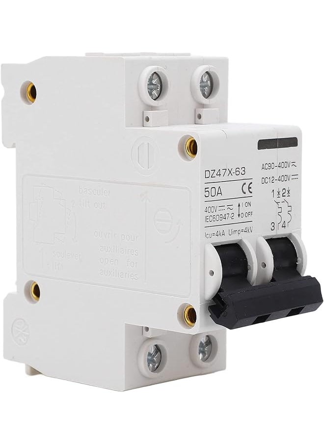 PROMASS promass 50A 400V AC DC Circuit Breakers, 2P 4KA Breaking Capacity Electromagnetic Tripping Circuit Breaker Fit for Solar Panel PV System, 35mm DIN Rail Installation Safety Circuit Breaker  - Image 1