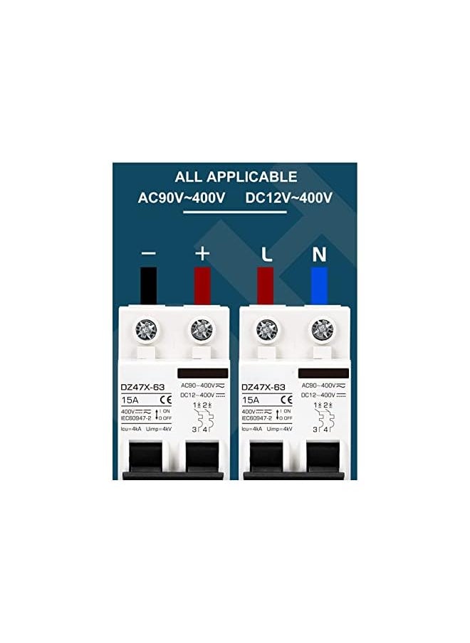 PROMASS promass 50A 400V AC DC Circuit Breakers, 2P 4KA Breaking Capacity Electromagnetic Tripping Circuit Breaker Fit for Solar Panel PV System, 35mm DIN Rail Installation Safety Circuit Breaker  - Image 3