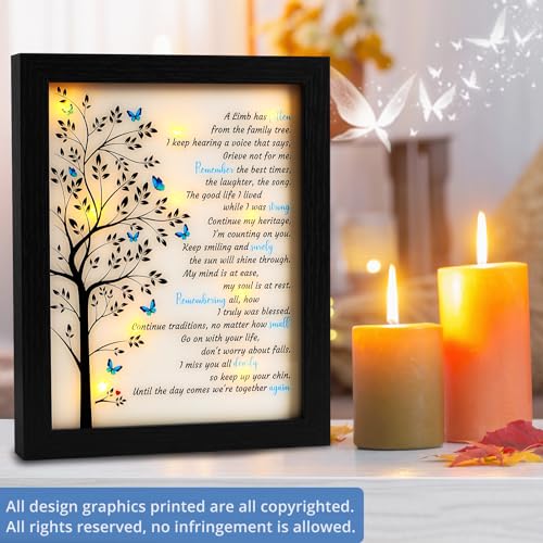 Fabuday Memorial Gifts LED Shadow Box - Sympathy Gift for Loss of Mother Mom Father Dad, Bereavement Gifts Ideas in Memory of Loved One Gifts, Condolences Rememberance Grief Funeral Gifts, Butterfly Tree - Image 2